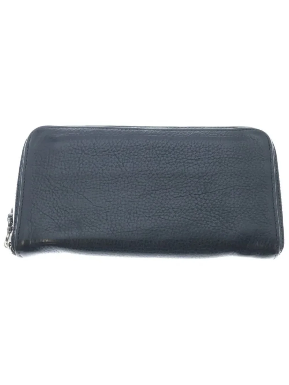 Chrome Hearts Rec Zip 3 Cross Round Zip Leather Wallet Black